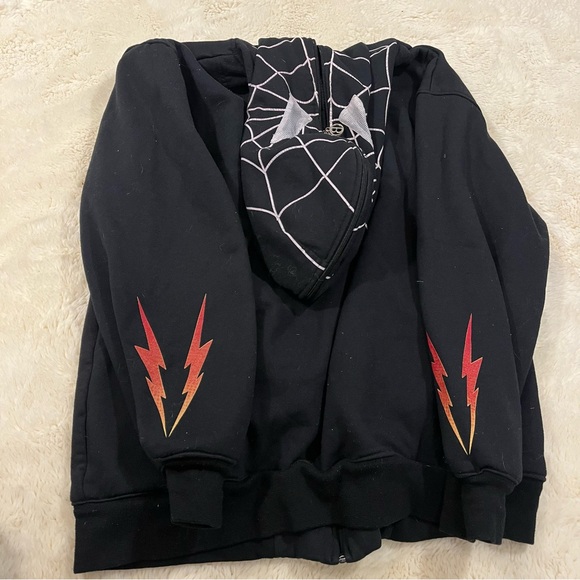 Vintage Y2K Boom Nation Spider-man Hoodie Full Face Zip Marvel Rhinestones Large - Picture 5 of 5